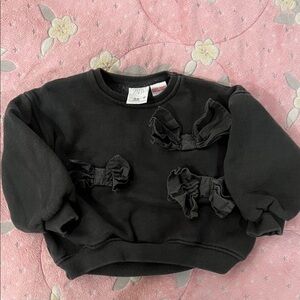 Zara Black Sweatshirt with Ruffle Accents